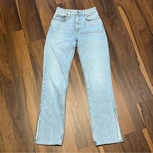 GRLFRND Harlow high rise light wash jeans